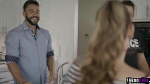 Chad White shoves swollen cock balls deep for mouthful office blowjob