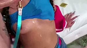 Beautiful skinny Sasha Tatcha craves Bryan Gozzling's rough gagging deepthroat