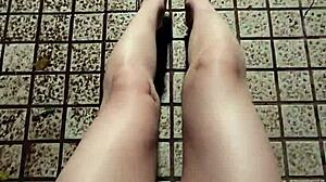 ting xuan, stroke off barefoot in heels and cum on my feet???