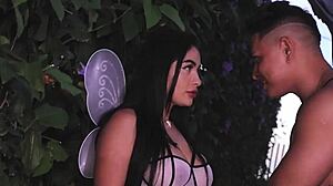 Innocent angel yields pink pussy to demon