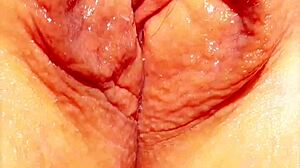 mature wife spreads her huge shaved pussy lips wide outdoors flashing wet