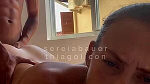 brazilian blonde wife bent over taking amateur cock deep in her big ass