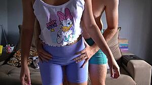 Tight Spandex Leggings Assjob Dry Hump Cum