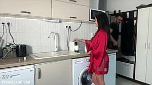 tired wife comes home, deepthroats hubby's cock, swallows full cum load rough