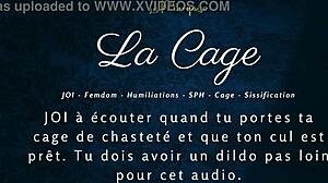 femdom locks him in cage for anal joi torment