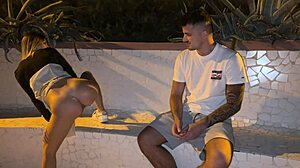 Pregnant Blonde Bends Over Outdoor No Panties For Stranger