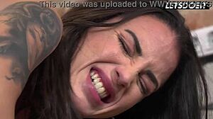 spanish milf medusa rides hostel guy's cock post-cleanup