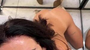 Petite Brunette Flashes Tits Then Takes Sloppy Public Fuck!