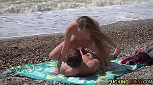 Skinny Teen Fucked Gently Beachside with Facial Cumshot