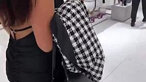 Petite Brunette Flashes Tits Then Takes Sloppy Public Fuck!