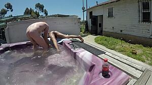 Dayanara Chokes on Cock in Hot Tub Naked Bliss