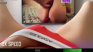 will this babe explode or hold back in cum denial game?