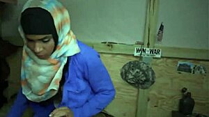 Petite army teen sucks old cock in operation pussy!