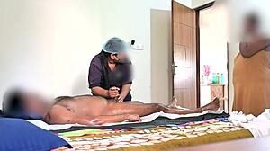 threesome turns happy ending massage into steamy pussy pounding bliss