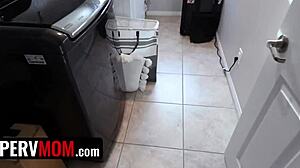 I catch my stepson jerking his cock with my panties wrapped tight on mother's day