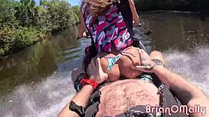 sexy latina essie rides brian omally's huge cock on jet ski