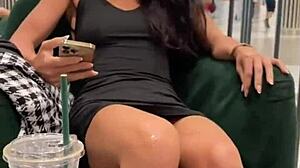 Petite Brunette Flashes Tits Then Takes Sloppy Public Fuck!