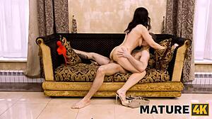 mature cougar caught riding stepson's cock in hairy pussy frenzy