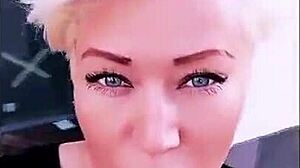 check out this sexy milf's shaved gaping pussy while she smokes hot