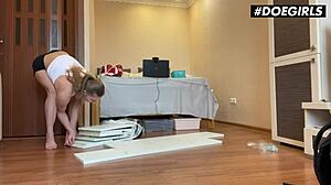 Flexible Croatian Mia Split Stretches on Dildo Passionately