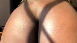 Damn! Thick Ebony Babe Spreads Shaved Fat Ass Teasing Wet Gaping Pussy!