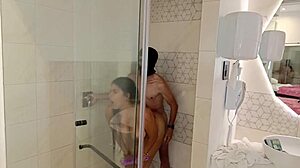 Beautiful busty curvy stepmom rips clothes for juicy pussy fuck in bathroom