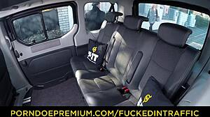 Gorgeous blonde Karina Grand fucks mature taxi driver in wild outdoor car romp