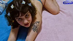 this little 18+ slut gets her pussy hairs sticky with bbc cum