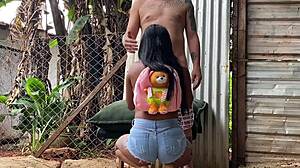 pretinha teen sucks cock gives tight ass outdoor without wife seeing