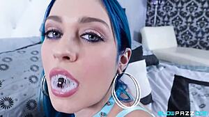 hottie jewelz blu gags on thick monster cock deepthroat saliva ball licking
