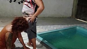 Tanned Swinger Wife Fucks Poolside Outdoor For Neighbor Eyes