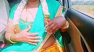 desi housewife's car fuck tempts stranger with dirty telugu romance talk
