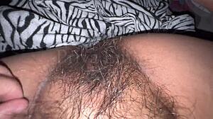 hot indian aunty fingers hairy pussy hard after work shift?