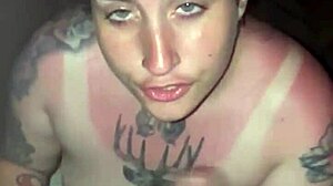 sunburnt babe deepthroats cock sloppy spit till facial cumshot