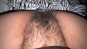 hot indian aunty fingers hairy pussy hard after work shift?