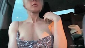 public car blowjob ends with cum gulp thrill?