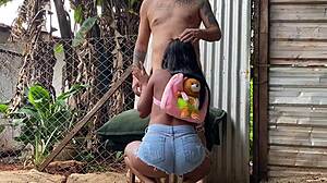 pretinha teen sucks cock gives tight ass outdoor without wife seeing