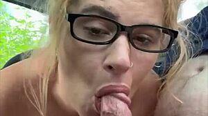 streetwalker glasses deepthroats cum in mouth every drop
