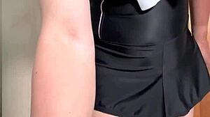 japanese school swimsuit soaked in cum piss anal plug shines