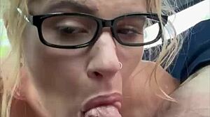 streetwalker glasses deepthroats cum in mouth every drop