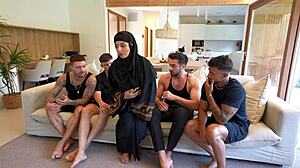 Arab Slave Girl Choked Gagged and Gangbanged by Four Men in BDSM Domination