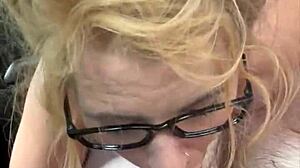 streetwalker glasses deepthroats cum in mouth every drop