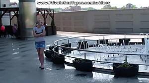 blonde amateur girlfriend gets raunchy toilet fuck from friend