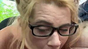 streetwalker glasses deepthroats cum in mouth every drop