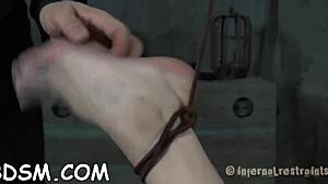 bound slave legs spread for rough cock sucking contest