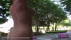 hey have you seen this gorgeous blonde flash her shaved pussy upskirt outdoors?