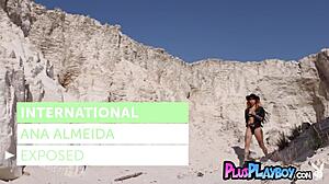 ana almeida strips teasingly unveiling her tattooed latina curves naked