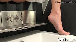 wet pussy toyed hard after piss play