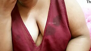 Asian Sexy Aunty Teases Huge Tits Closeup