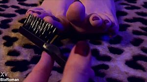 Ravena chokes gags deepthroats on heels toes barefoot tickled submissive